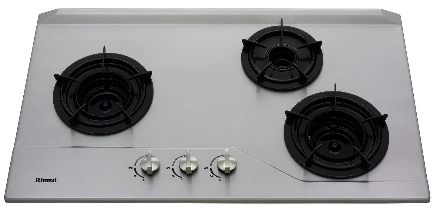 Kompor Tanam Gas Rinnai 3 Tungku Inner Burner - Stainless Steel RB-3Si