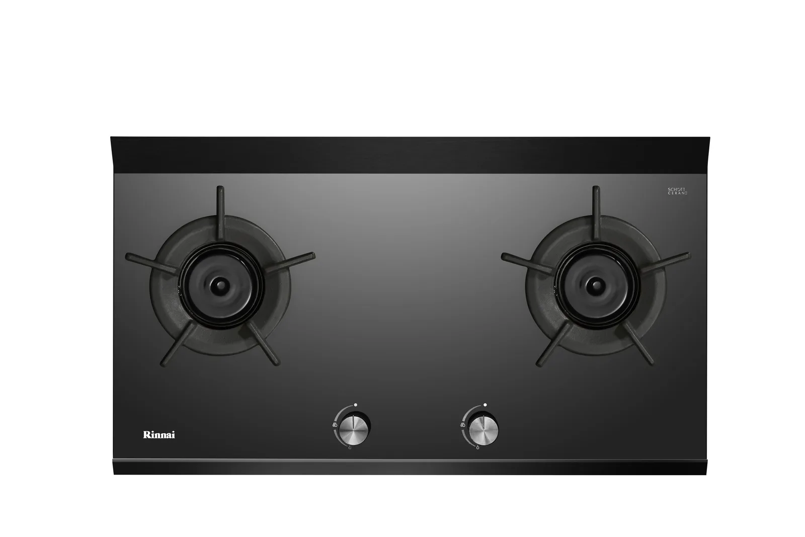 Kompor Tanam Gas Rinnai 2 Tungku Inner Burner - Kaca Schott Ceran Hitam RB-2CGN